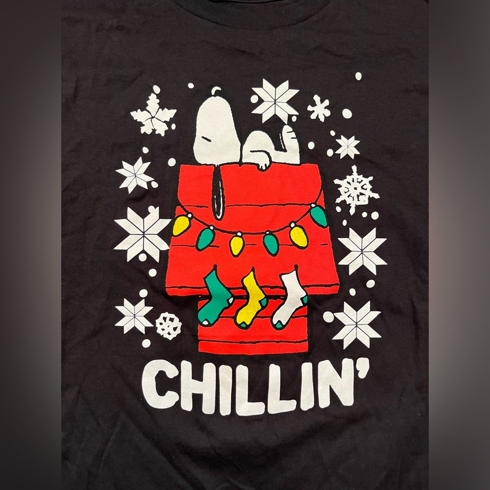 NWOT Hybrid Apparel Peanuts Snoopy Snow Chillin LS Graphic Tee - Picture 5 of 7